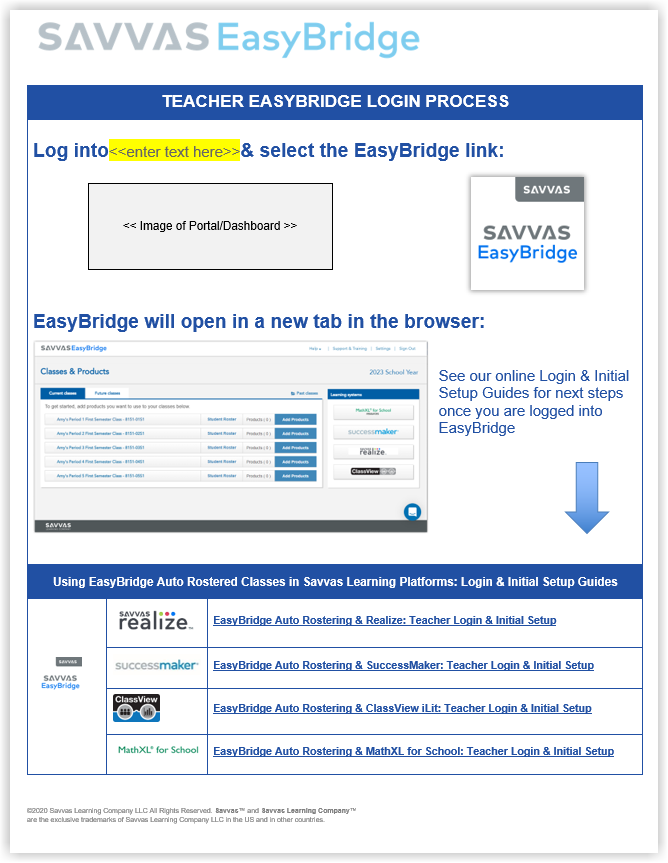 EasyBridge Auto Rostering & SuccessMaker Teacher Login & Initial Setup