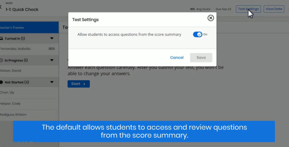 Realize: Restrict student access to questions after assessment 