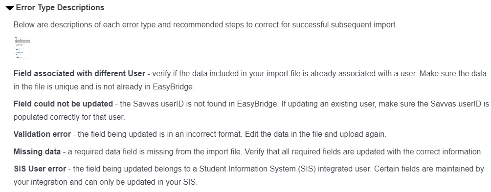 EasyBridge Basic: Upload Errors and Warnings and Self Help