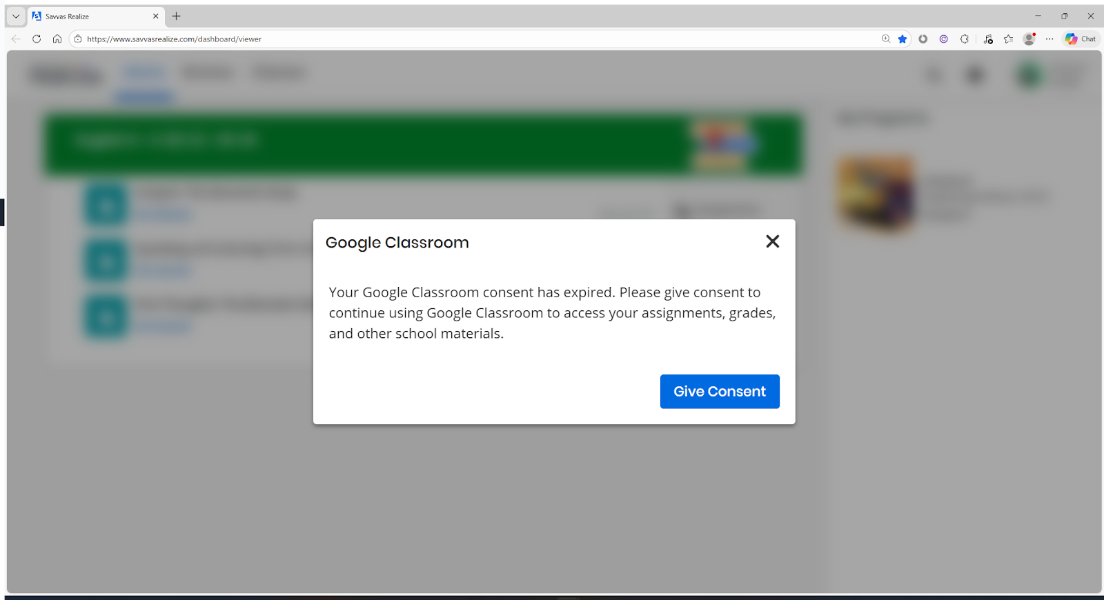 Savvas Realize: Student account using a Google Classroom class receives ...