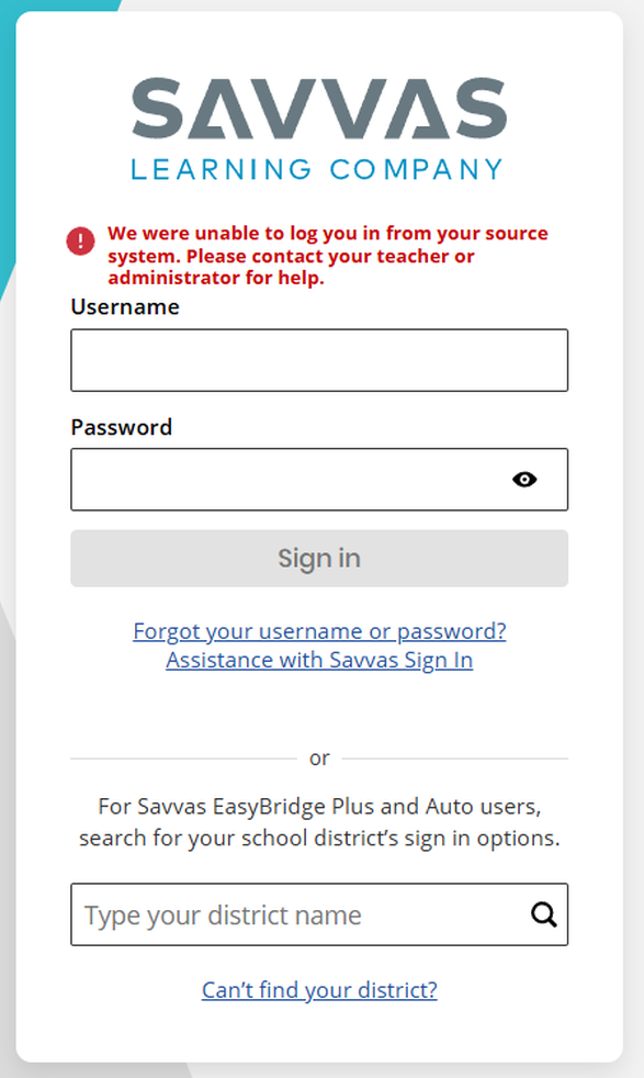 Savvas Login: Teachers or students receive a Savvas login screen and ...