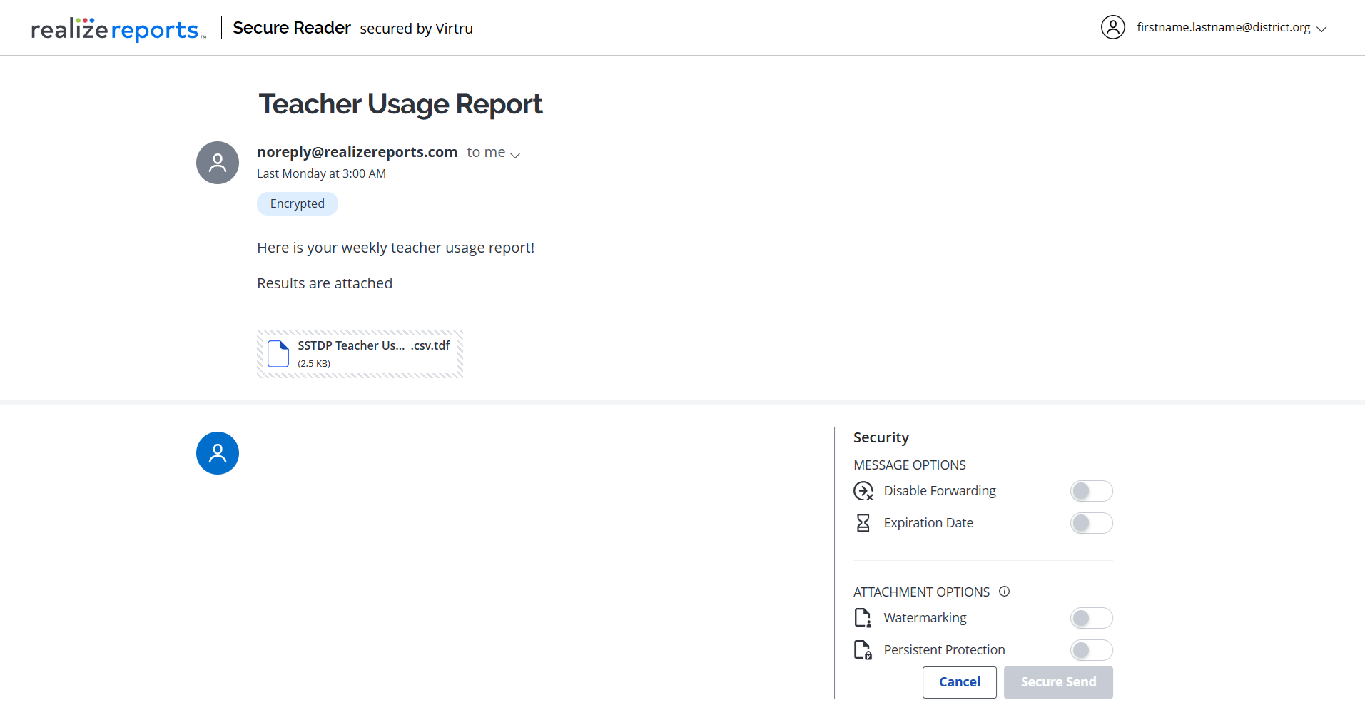 Realize Reports: Using the Send Report by Email process