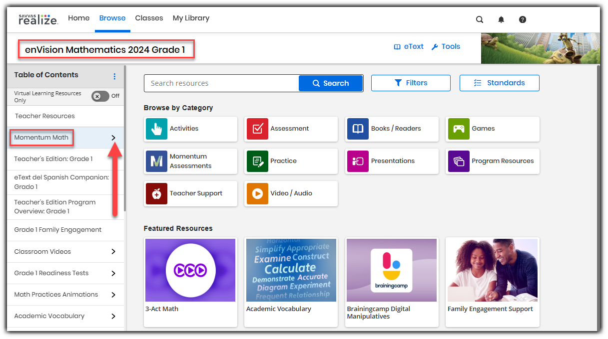 Using Momentum Math (MSDA) with SuccessMaker